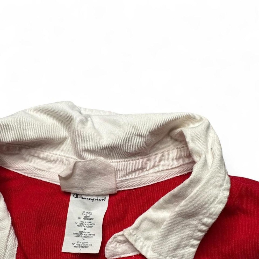 Champion Reverse Weave Rugby Shirt Mens XL Colorblock Long Sleeve Red Grey Navy - Picture 5 of 7